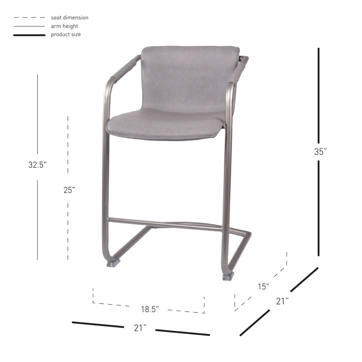 New Pacific Direct Indy PU Leather Counter Stool, (Set of 2)  - 1060004-216