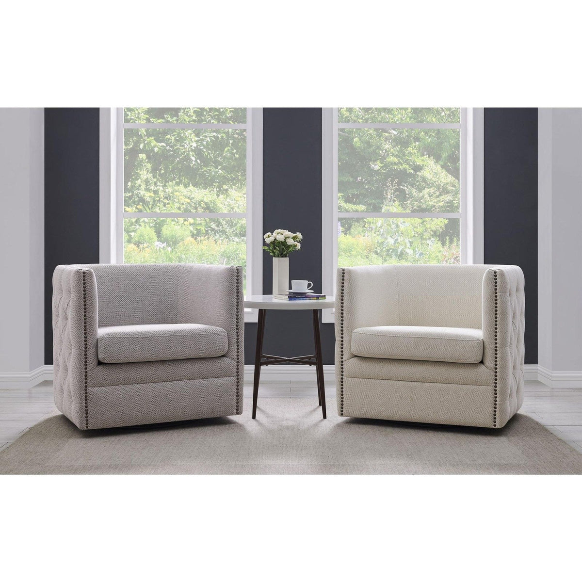 New Pacific Direct Leslie Fabric Swivel Tufted Chair - 900148-276