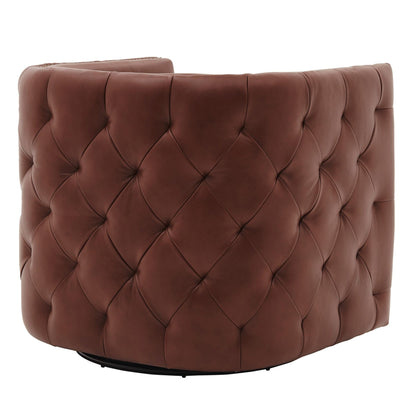 New Pacific Direct Leslie Top Grain Leather Swivel Tufted Chair  - 1900152-426