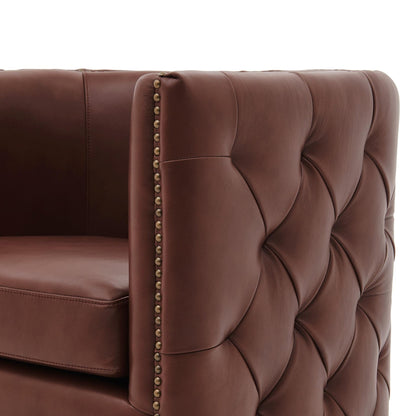 New Pacific Direct Leslie Top Grain Leather Swivel Tufted Chair  - 1900152-426