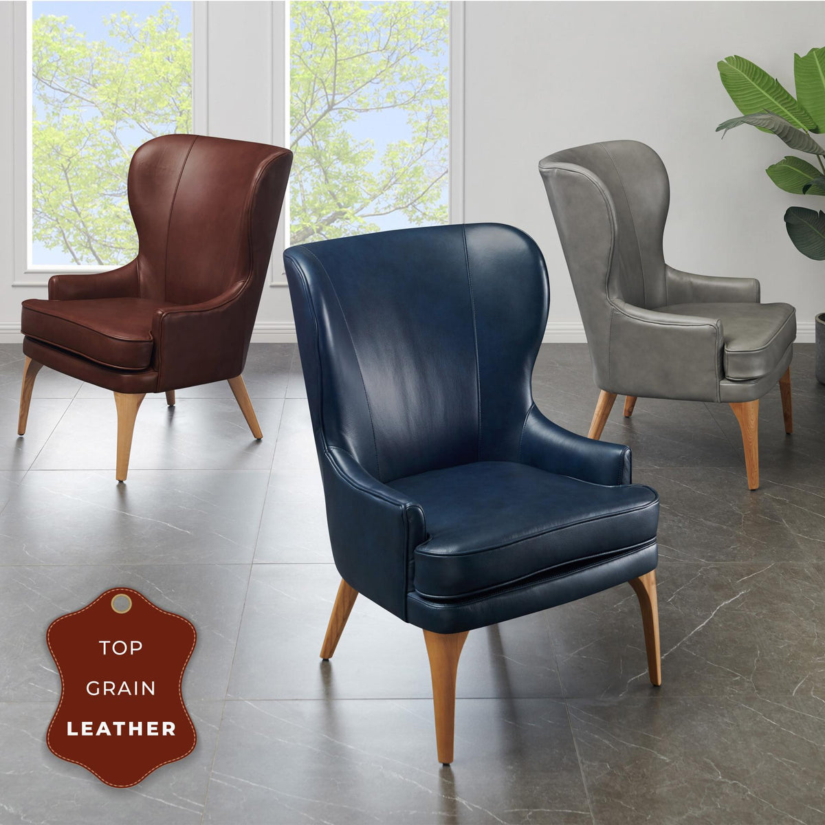 New Pacific Direct Bjorn Top Grain Leather Accent Chair  - 1900155-426