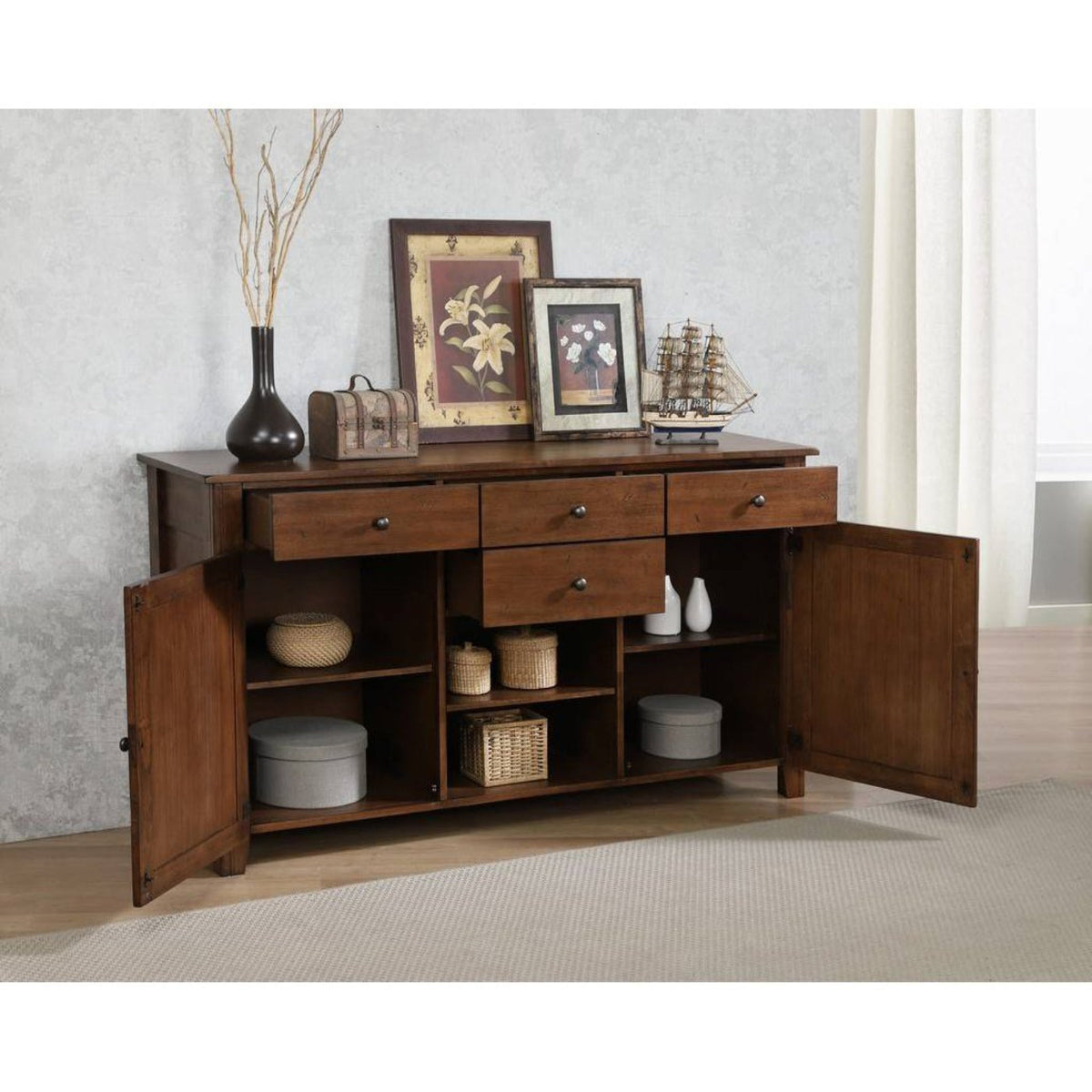 Sunset Trading Simply Brook 12 Piece 134" Rectangular Extendable Table Dining Set | Sideboard| Amish Brown | Seats 12  -  DLU-BR134-AMSB12PC