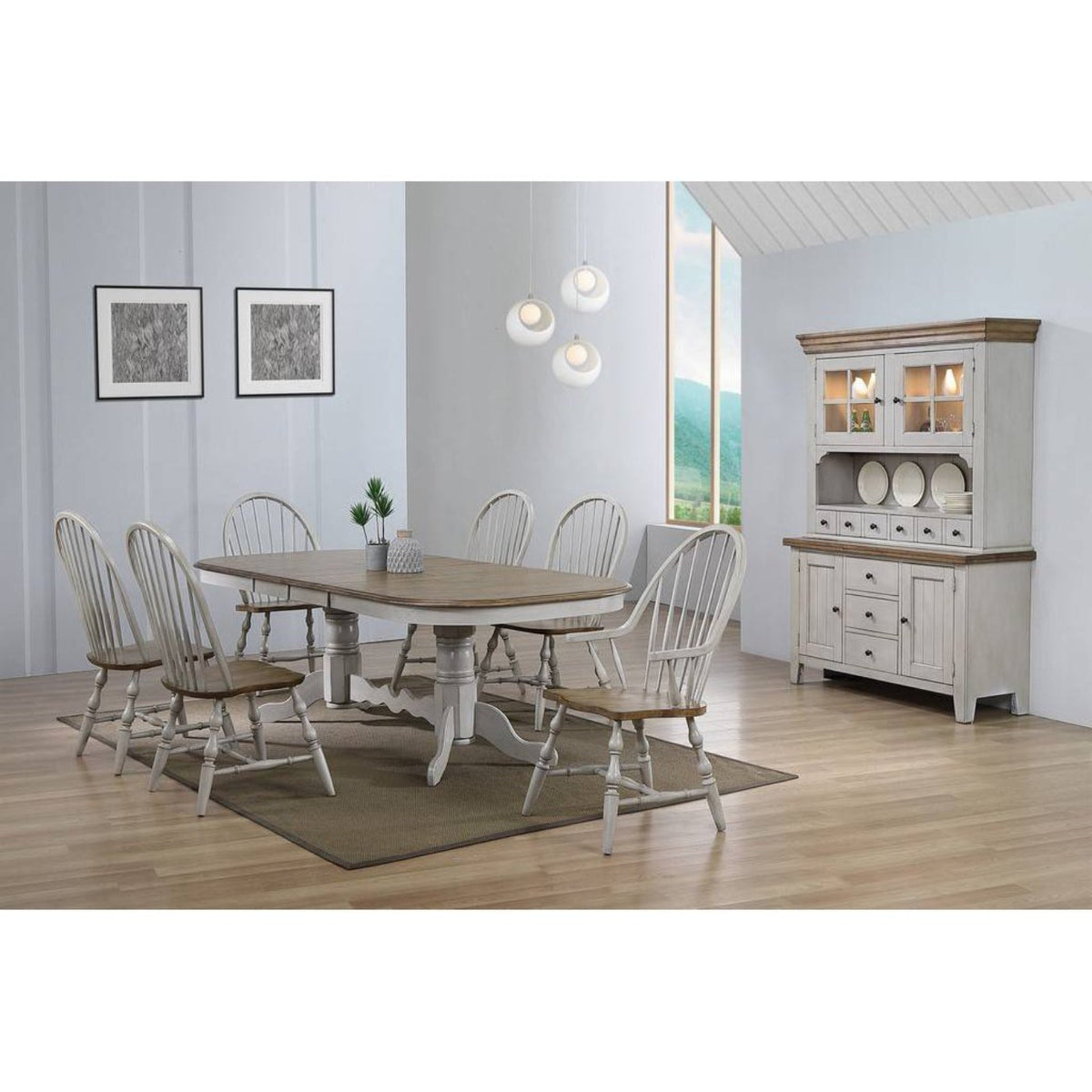 Sunset Trading Country Grove 8 Piece 96" Oval Double Pedestal Extendable Dining Table Set - DLU-CG4296-30AGOBH8