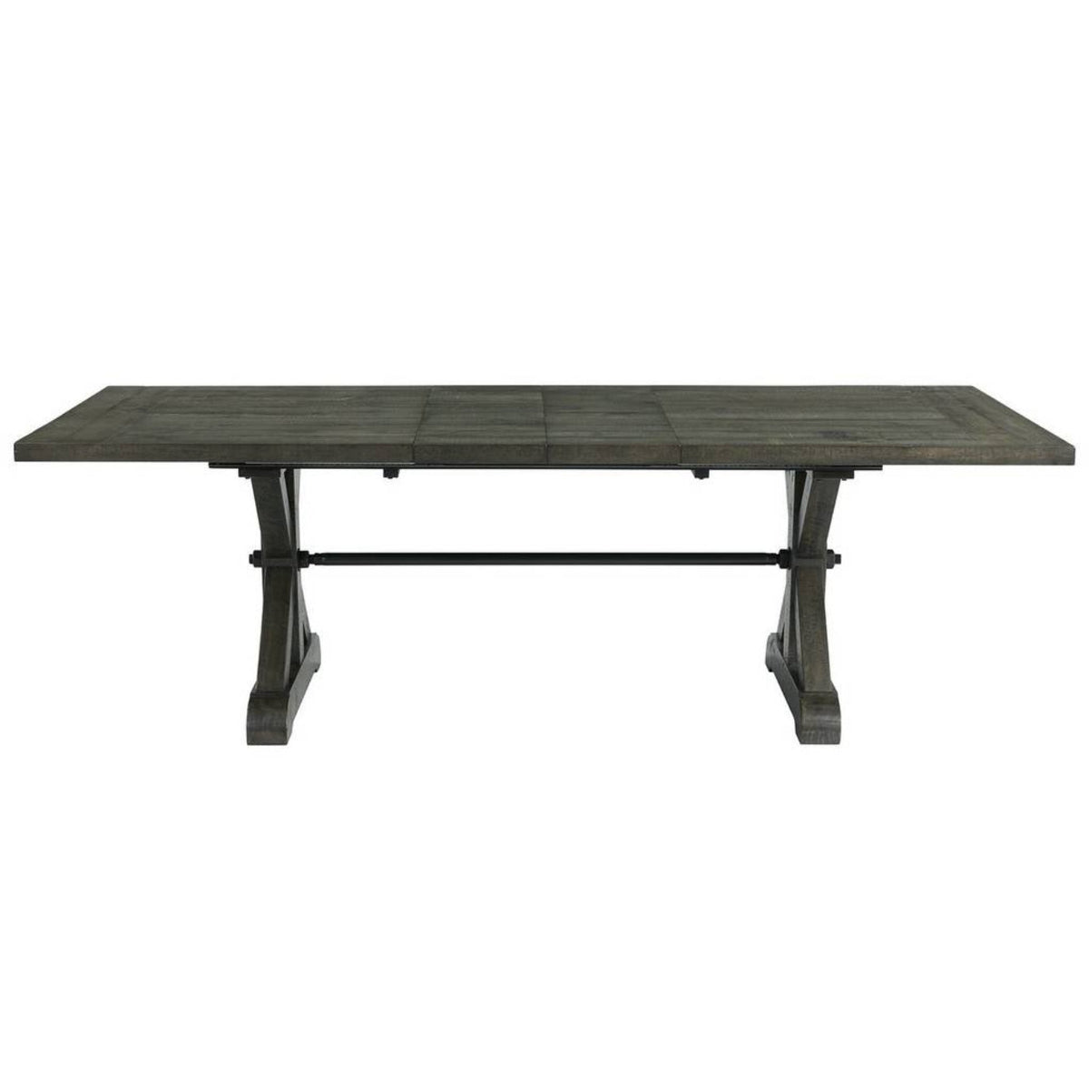 Sunset Trading Trestle 96" Rectangular Extension Pedestal Dining Table | Distressed Gray Wood -  ED-SK100
