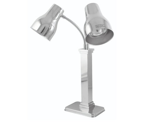 Spring USA 2792-6E Double Heat Lamp with 120-volt receptacle, Stainless Steel, with adjustable neck, Polished, bulbs included, 120 volts - SP27926E