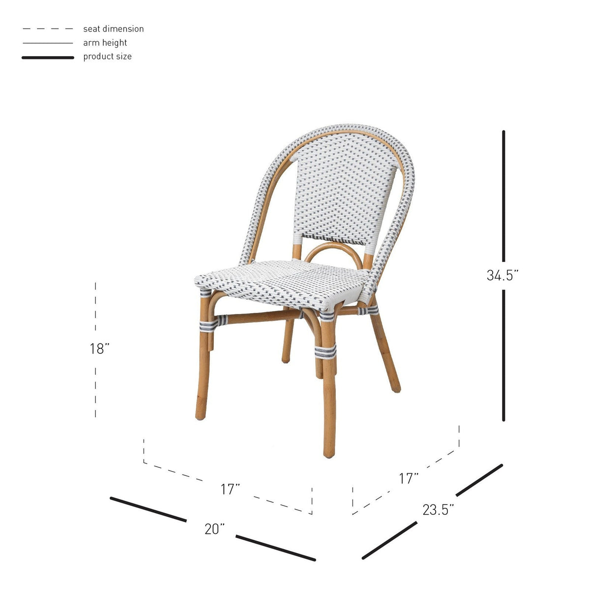 New Pacific Direct Avignon Paris Rattan Bistro Chair, (Set of 2) -  7400038