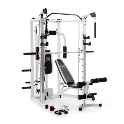 Marcy 5276 Combo Smith Heavy-Duty Total Body Strength Home Gym Machine, White - 84823