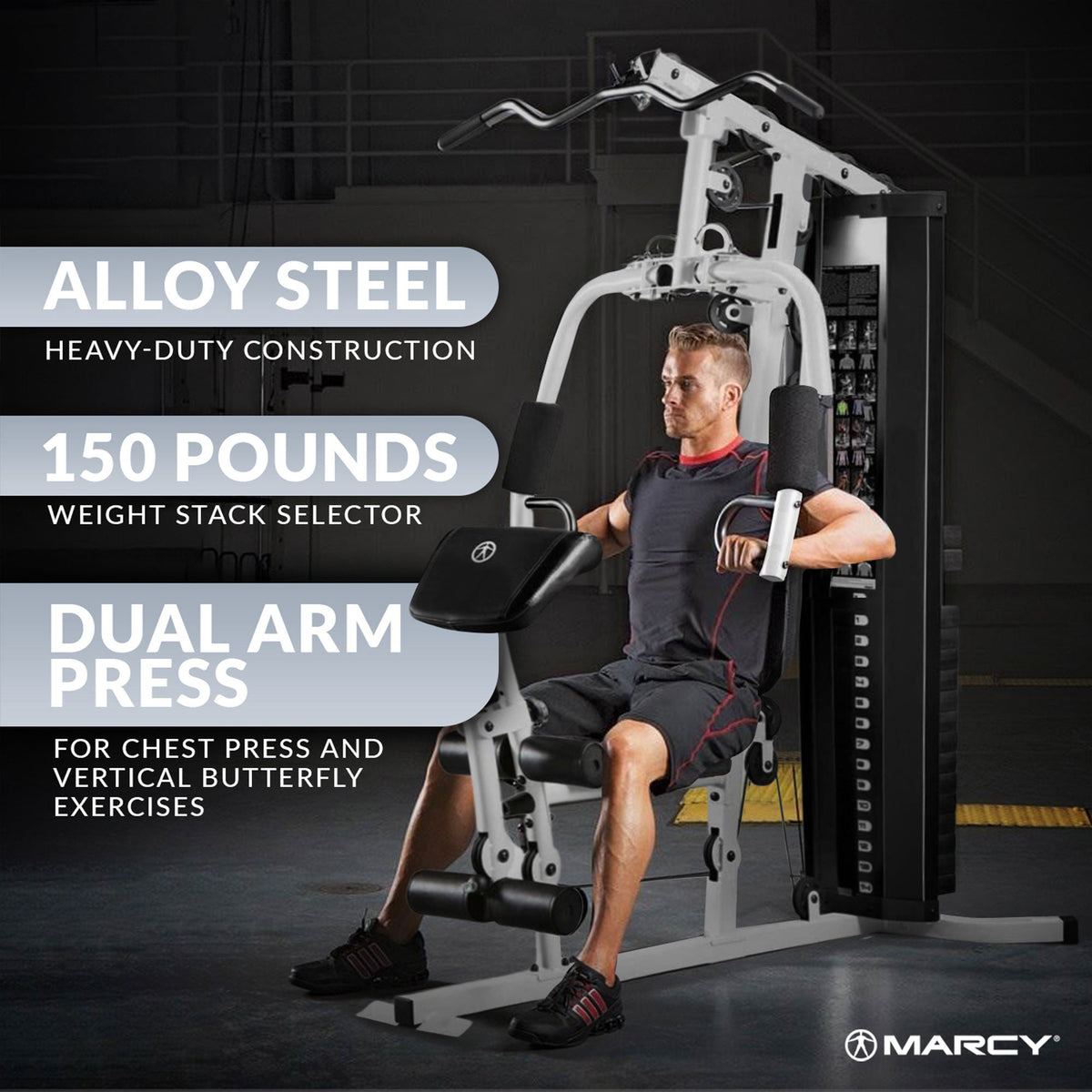 Marcy Dual-Functioning Upper Lower Body Fitness Workout 150-Pound Stack Home Gym - 84824