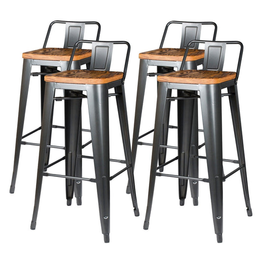 New Pacific Direct Metropolis Low Back Bar Stool, (Set of 4) 938537-GM - 938537-GM