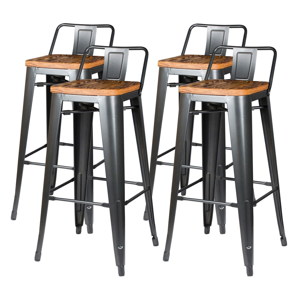 New Pacific Direct Metropolis Low Back Bar Stool, (Set of 4) 938537-GM - 938537-GM