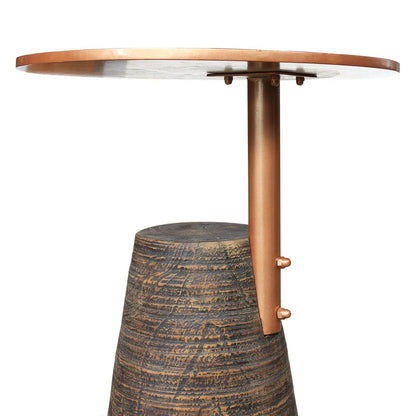New Pacific Direct Millen Reclaimed Teak Wood Side/ End Table w/ Steel Tray Top 9600038 - 9600038