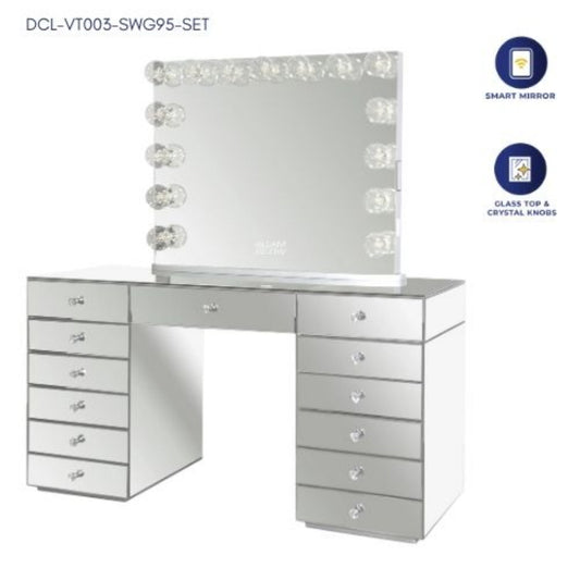 DoCareLife Sofia Vanity w/ Mirror Silver - DCL-VT003-SWG95-SET