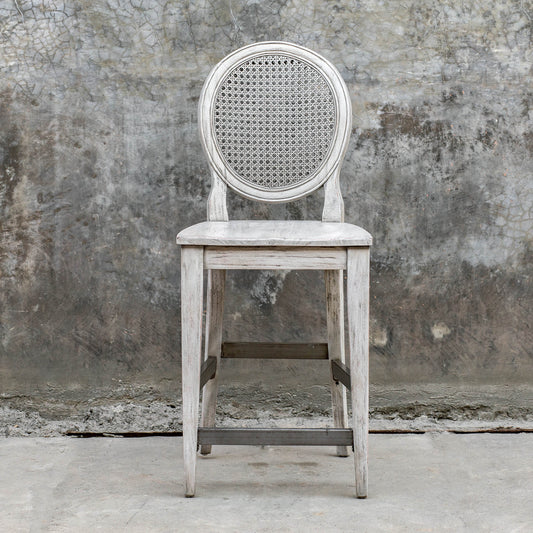 Uttermost Clarion Aged White Counter Stool 25438