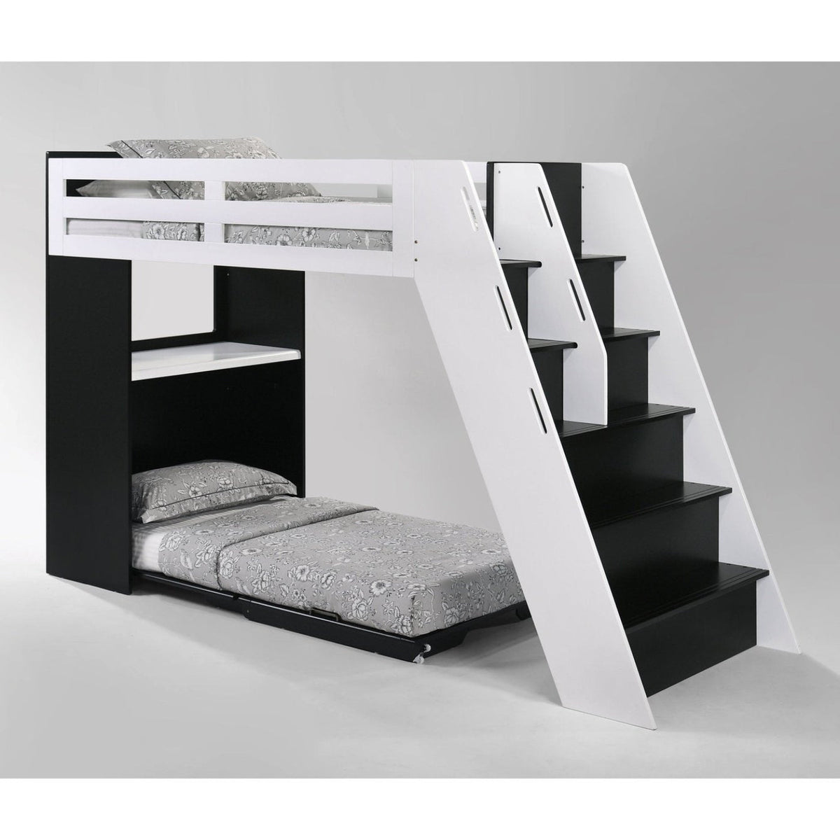 Night and Day Furniture Galaxy Murphy Cabinet Loft Twin Bunk Bed Complete - GAL-TLB-NA/WH-COM