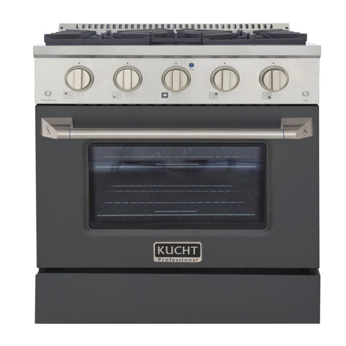 GREE Kucht 30 Inch Pro-Style KDF Series Liquid Propane Gas Stainless Steel Dual Fuel Range with Grey Oven Door - KDF302/LP-GR