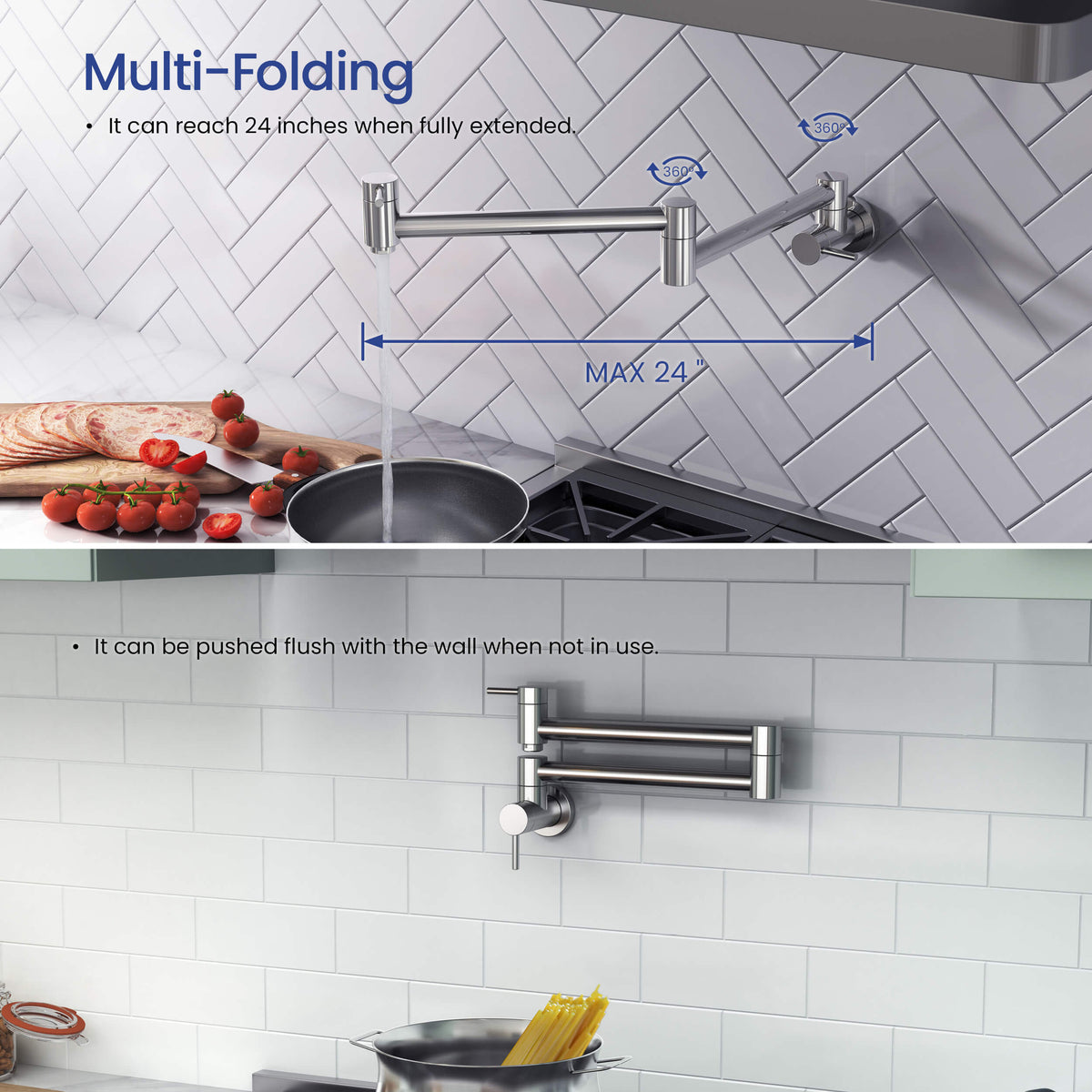 Kibi Circular Kitchen Pot Filler In Chrome Finish - KPF601CH