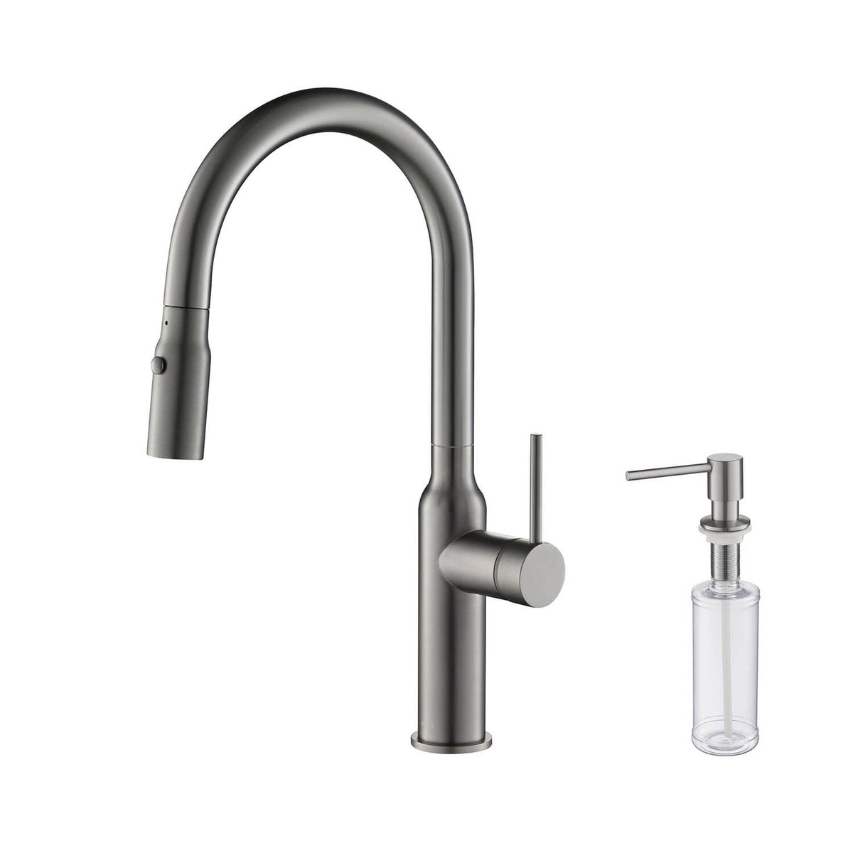 Kibi Hilo Single Handle High Arc Pull Down Kitchen Faucet in Titanium Finish - KKF2008TT