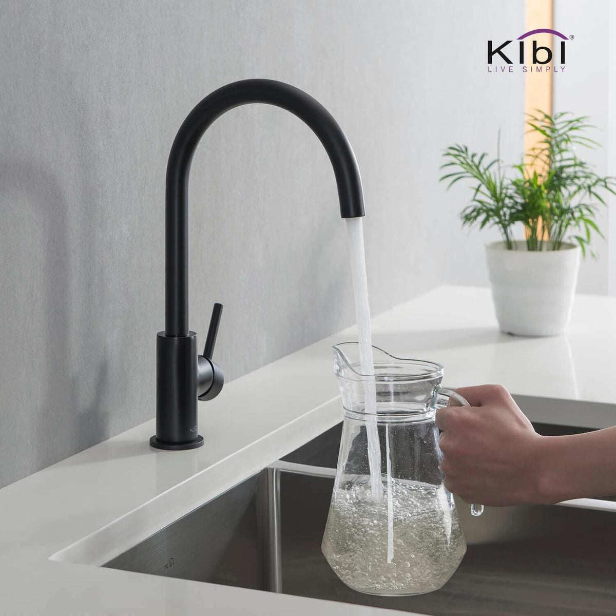 Kibi Lowa Single Handle High Arc Kitchen Bar Sink Faucet With Soap Dispenser in Matte Black Finish - C-KKF2001MB-KSD100MB
