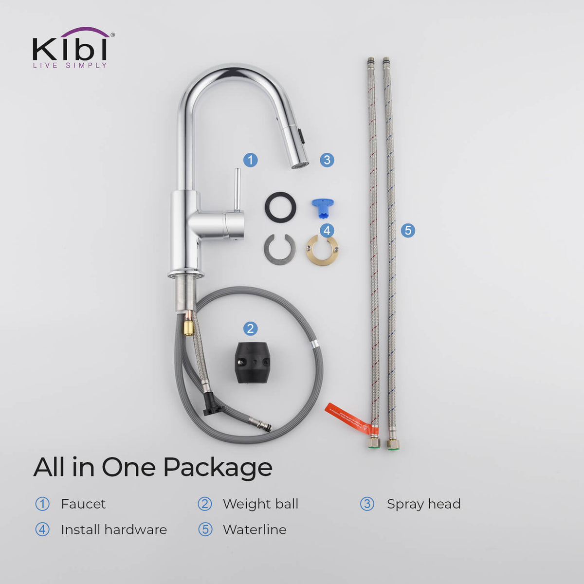 Kibi Luxe Single Handle High Arc Pull Down Kitchen Faucet in Chrome Finish - KKF2011CH