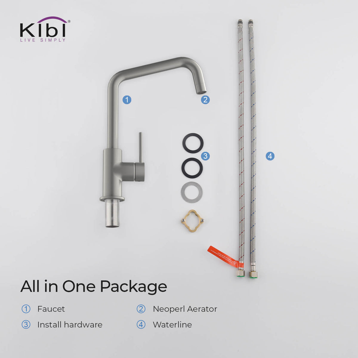 Kibi Macon Single Handle High Arc Kitchen Bar Sink Faucet With Soap Dispenser in Brushed Nickel Finish - C-KKF2012BN-KSD100BN
