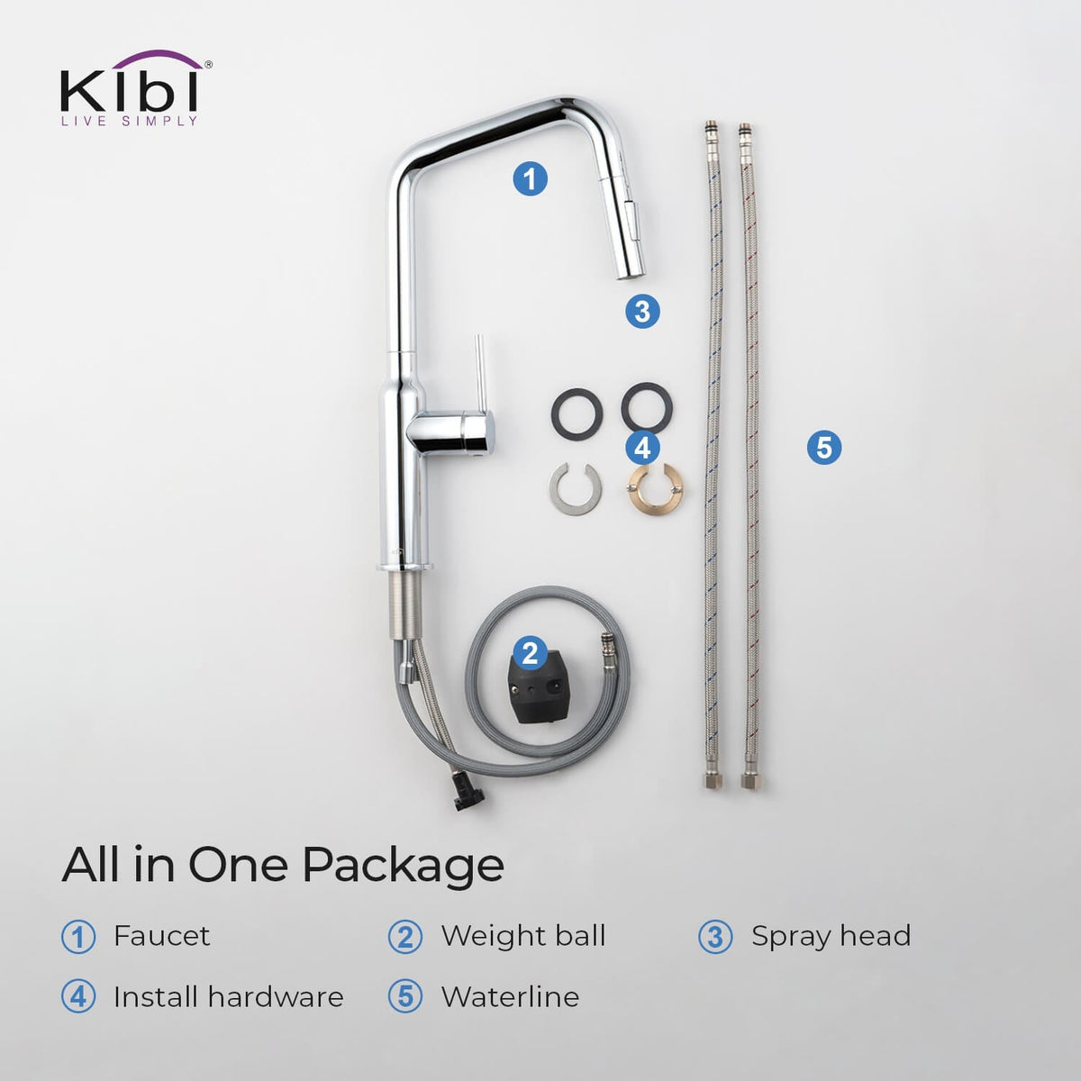 Kibi Macon Single Handle High Arc Pull Down Kitchen Faucet With Soap Dispenser in Chrome Finish - C-KKF2007CH-KSD100CH