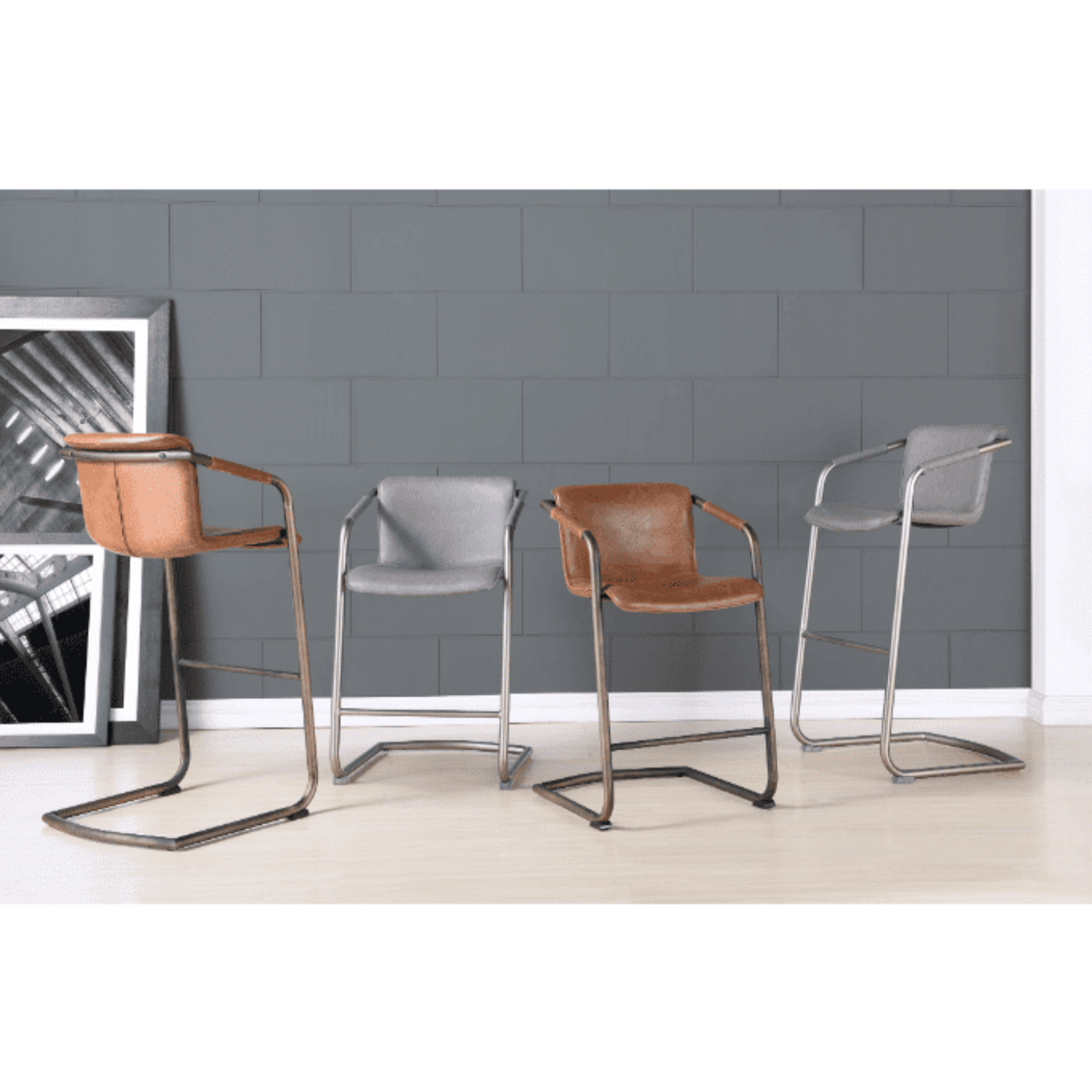 New Pacific Direct Indy PU Leather Bar Stool, (Set of 2)  -1060003-216