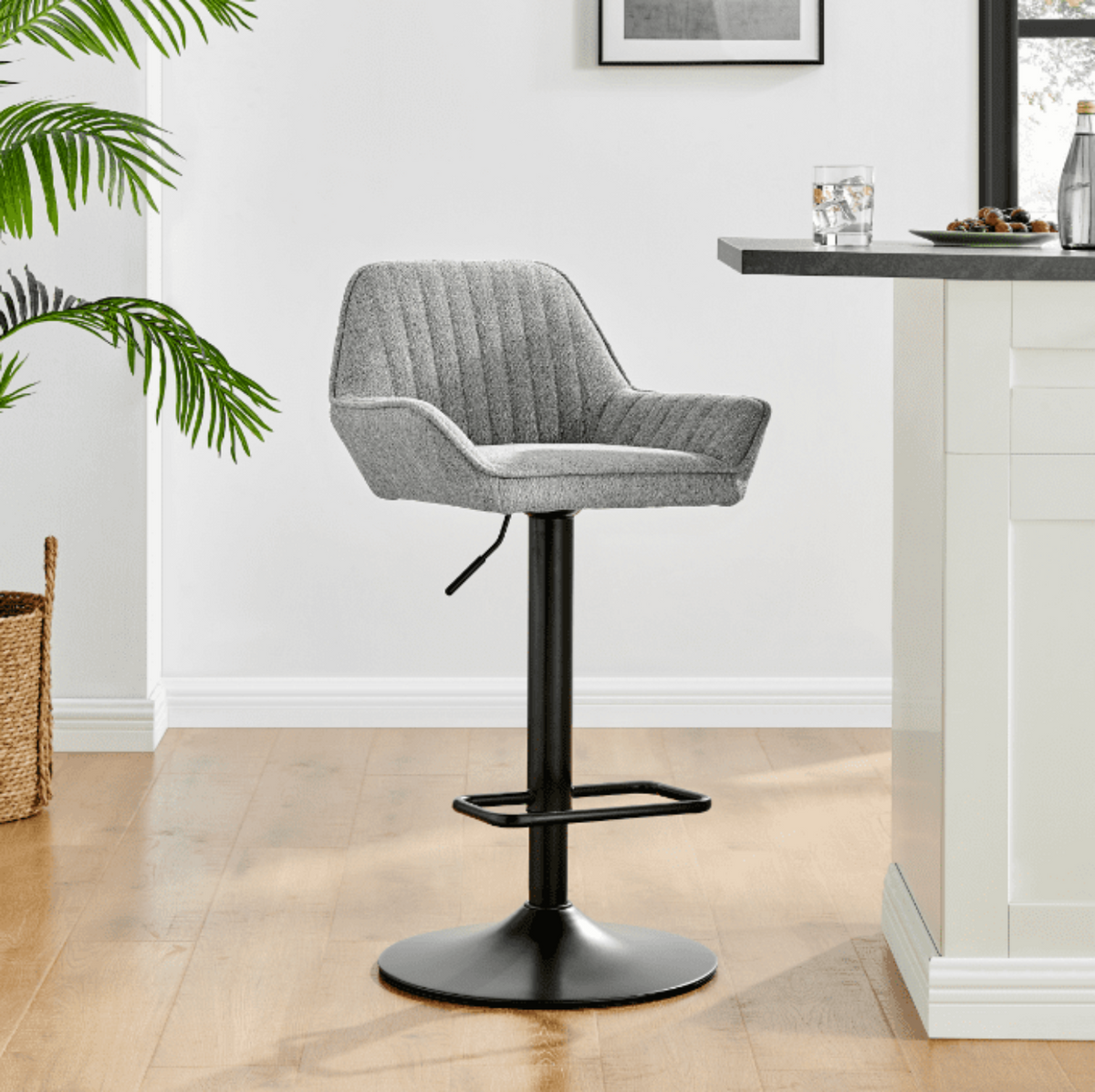 New Pacific Direct Luther Fabric Gaslift Swivel Bar Stool, (Set of 2)  - 9300122-529