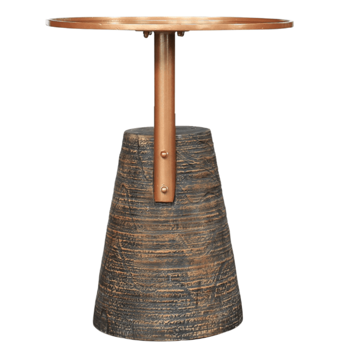 New Pacific Direct Millen Reclaimed Teak Wood Side/ End Table w/ Steel Tray Top 9600038 - 9600038