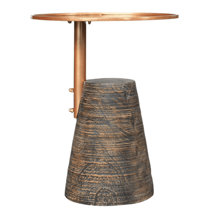 New Pacific Direct Millen Reclaimed Teak Wood Side/ End Table w/ Steel Tray Top 9600038 - 9600038