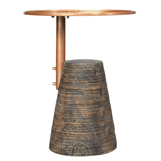 New Pacific Direct Millen Reclaimed Teak Wood Side/ End Table w/ Steel Tray Top 9600038 - 9600038
