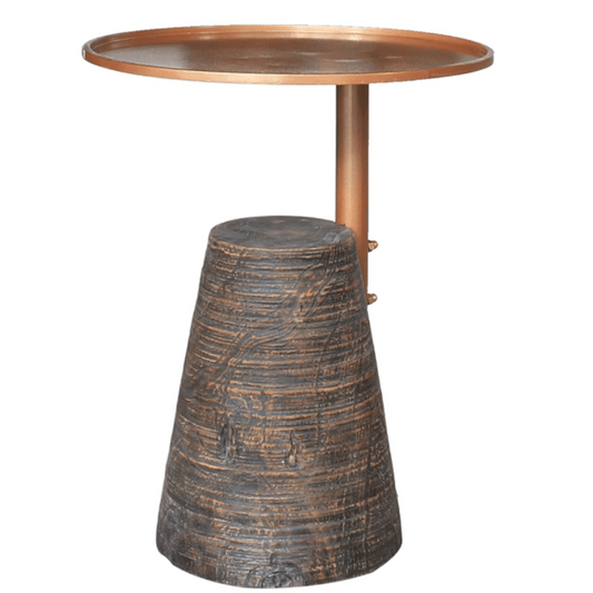 New Pacific Direct Millen Reclaimed Teak Wood Side/ End Table w/ Steel Tray Top 9600038 - 9600038