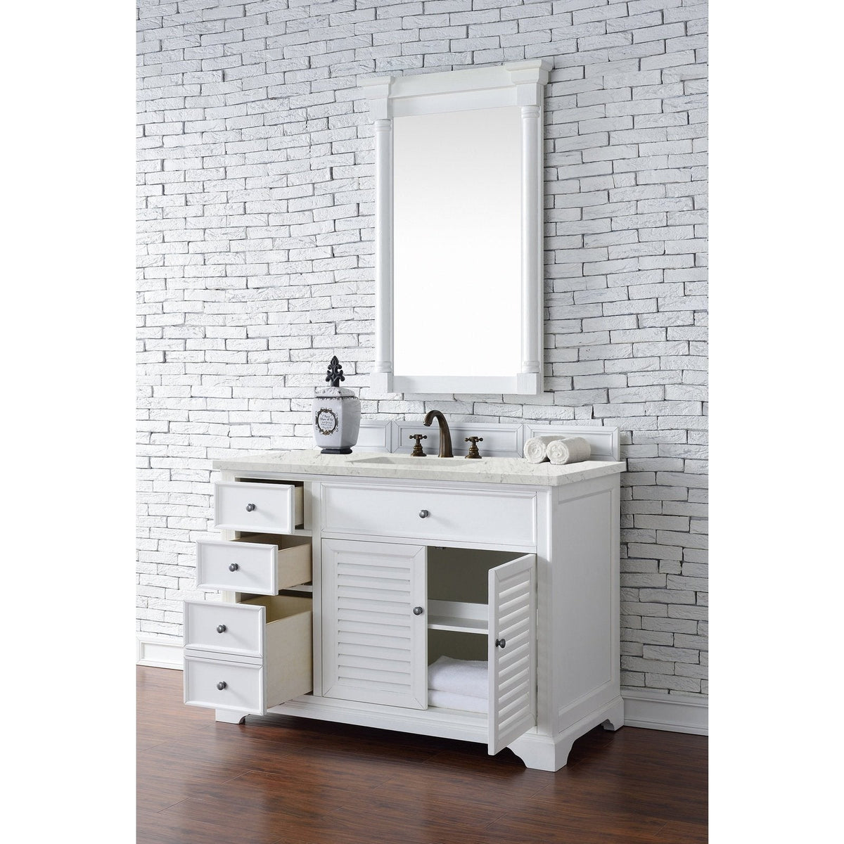 James Martin Vanities Savannah 48" Bright White Single Vanity - 238-104-V48-BW-3AF