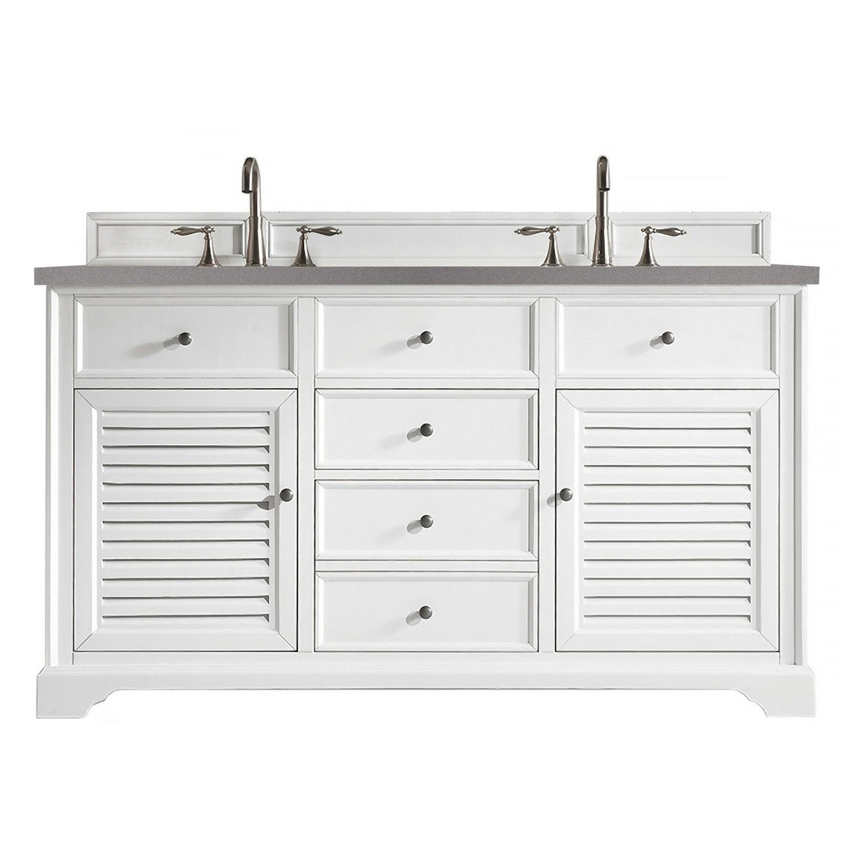James Martin Vanities Savannah 60" Bright White Double Vanity - 238-104-V60D-BW-3AF
