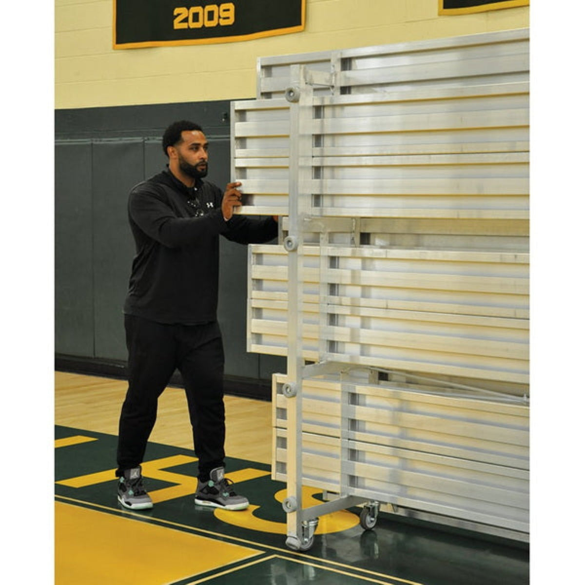 Bleacher - 15 ft. (2 Row - Double Foot Plank) - Tip & Roll - BLDP-2TRG
