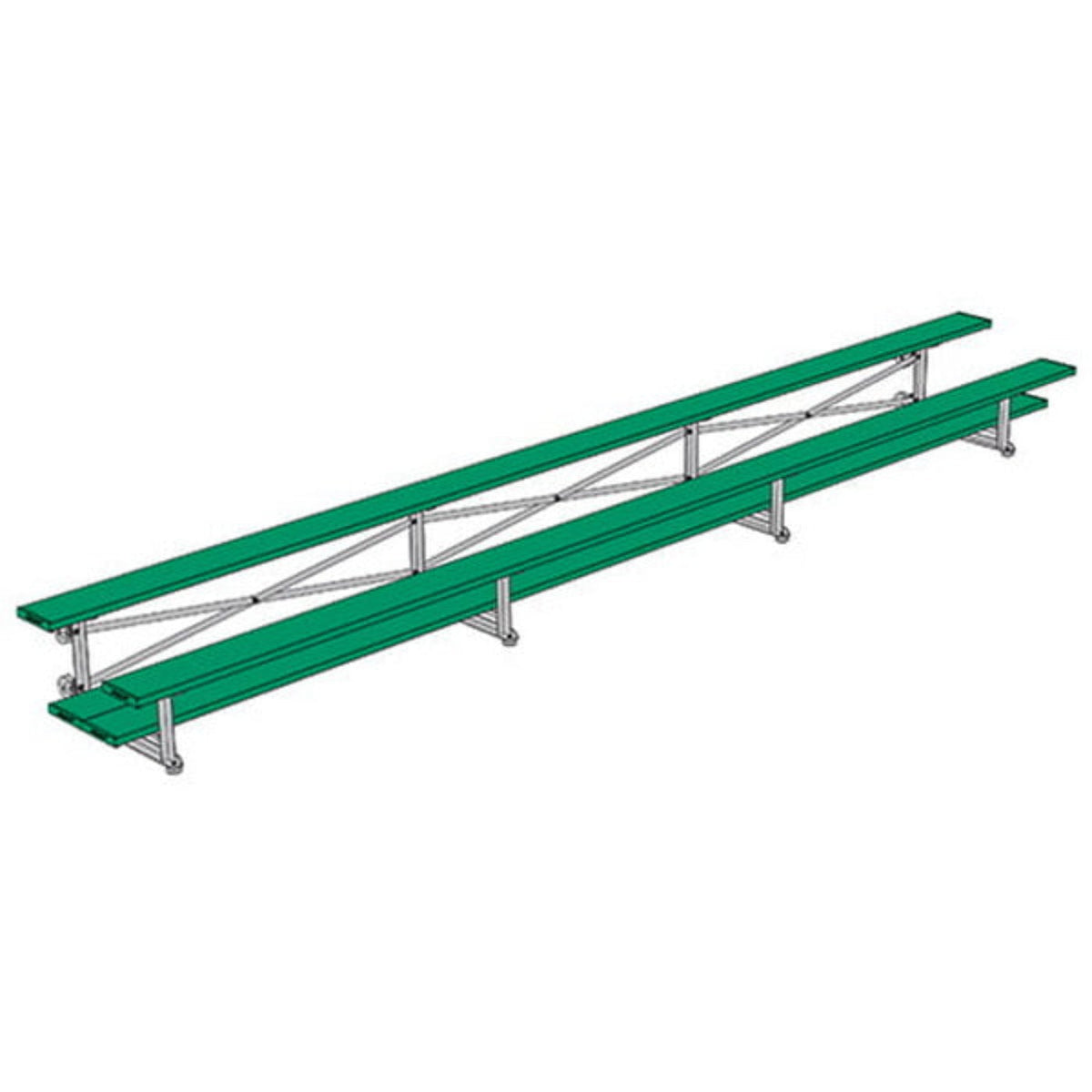 Bleacher - 21 ft. (2 Row - Double Foot Plank) - Tip & Roll - BLDP-221TRG