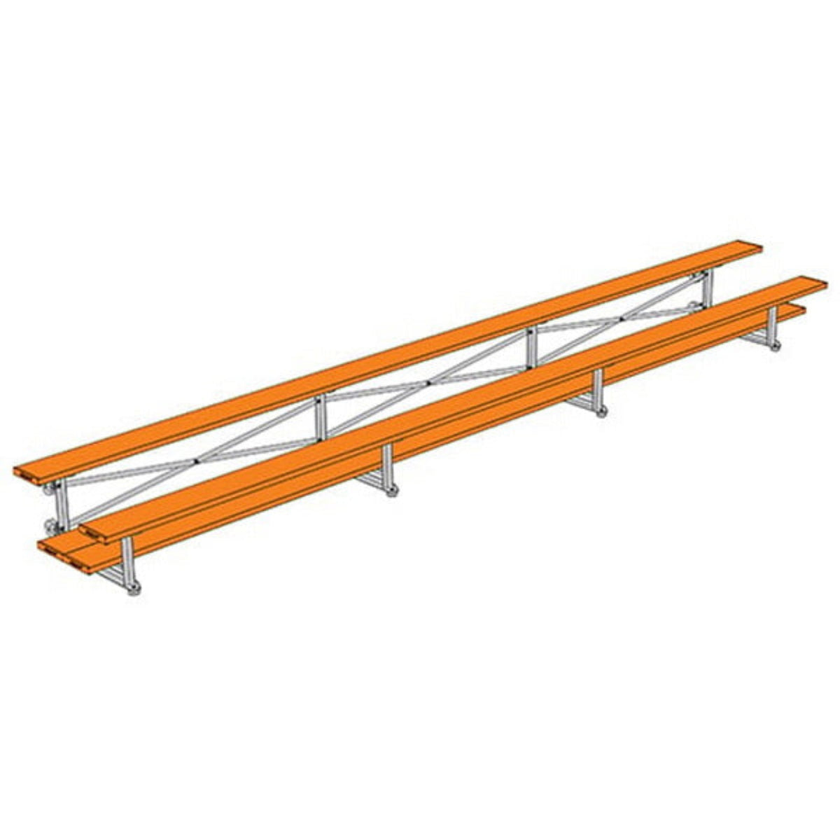 Bleacher - 21 ft. (2 Row - Double Foot Plank) - Tip & Roll - BLDP-221TRG