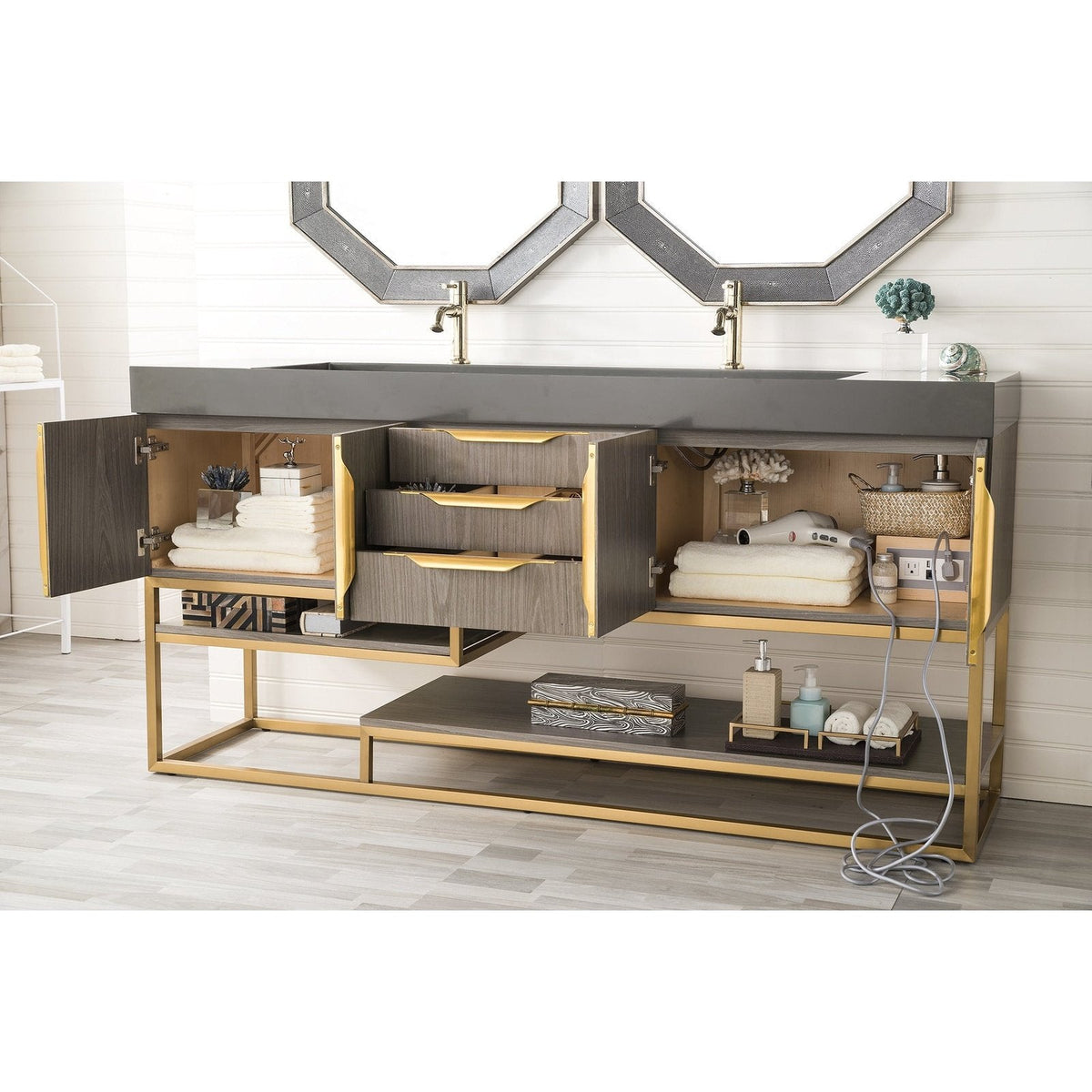 James Martin Vanities Columbia 72" Double Vanity - 388-V72D-AGR-MB-DGG