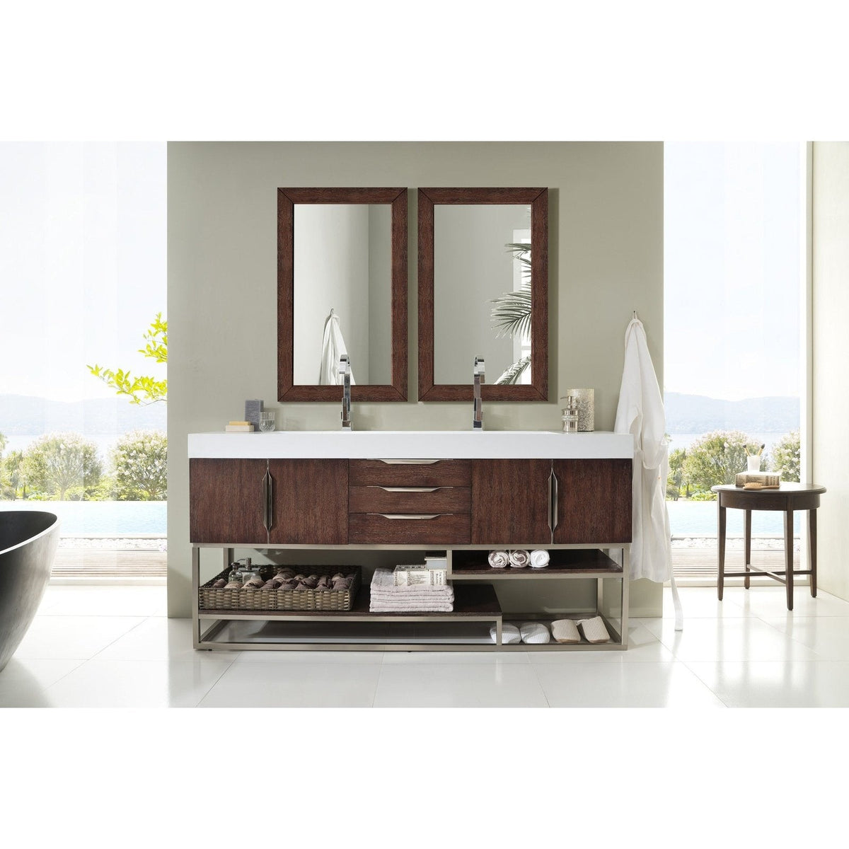James Martin Vanities Columbia 72" Double Vanity - 388-V72D-AGR-MB-DGG