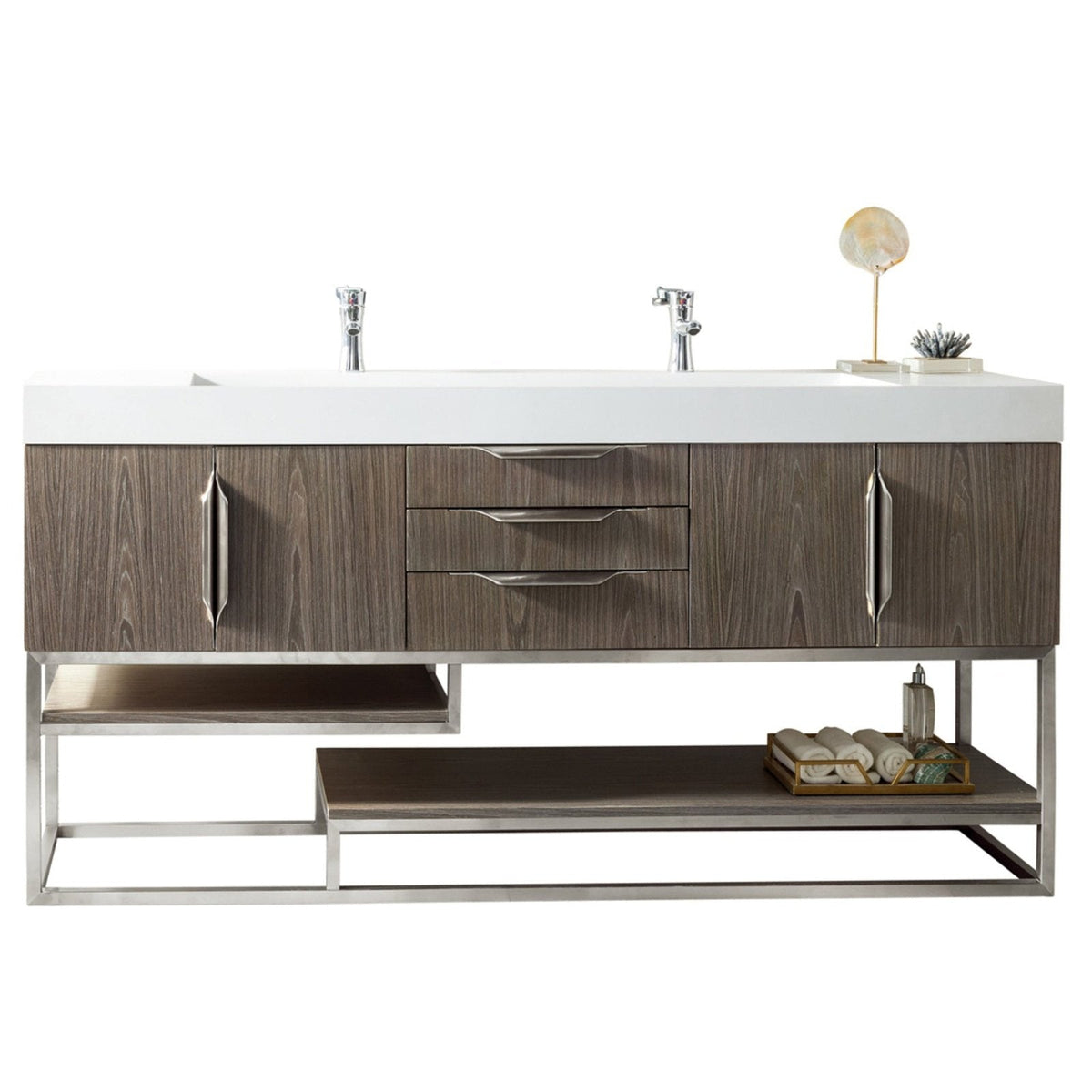 James Martin Vanities Columbia 72" Double Vanity - 388-V72D-AGR-MB-DGG