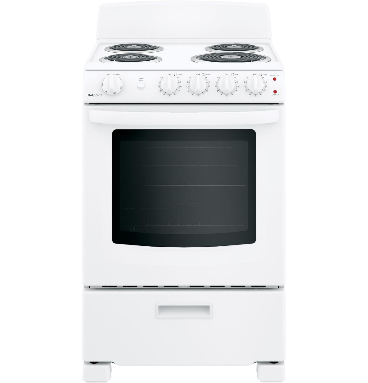 HOTPOINT RAS300DMWW Hotpoint® 24" Free-Standing Front-Control Electric Range White