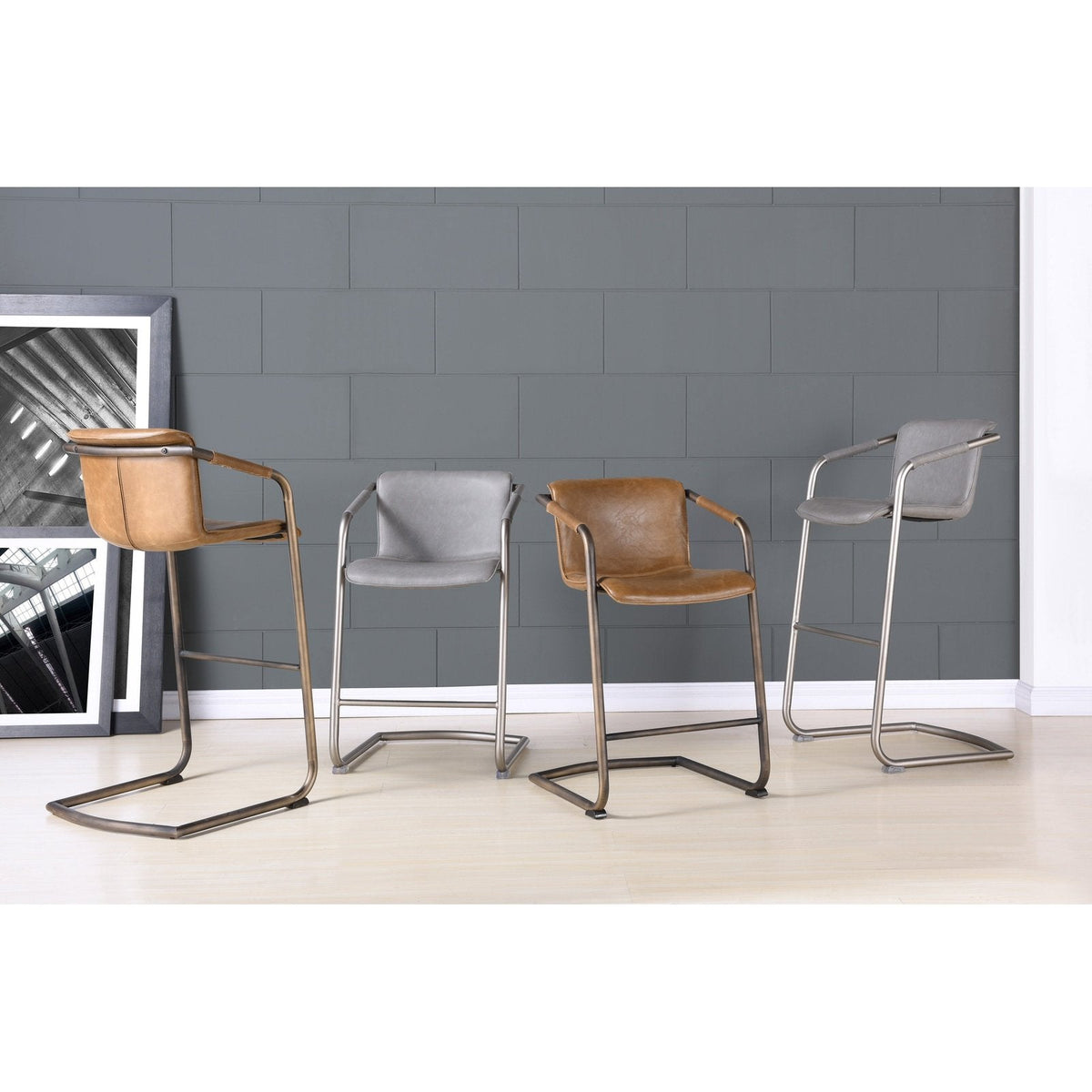 New Pacific Direct Indy PU Leather Counter Stool, (Set of 2)  - 1060004-216