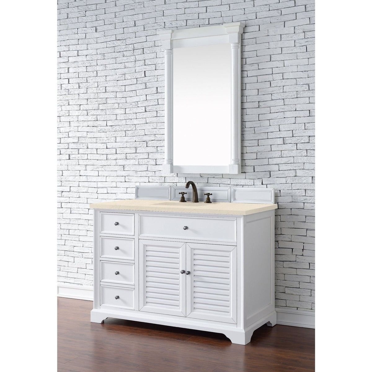 James Martin Vanities Savannah 48" Bright White Single Vanity - 238-104-V48-BW-3AF