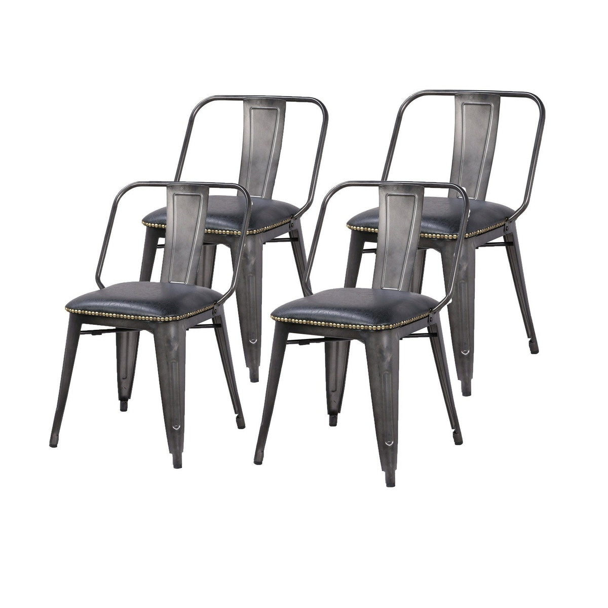 New Pacific Direct Brian PU Leather Metal Side Chair, (Set of 4)  - 9300030-240