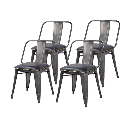 New Pacific Direct Brian PU Leather Metal Side Chair, (Set of 4)  - 9300030-240