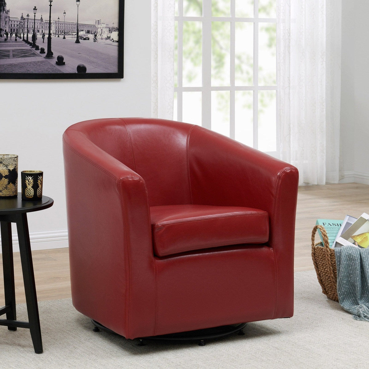 New Pacific Direct Hayden Swivel Bonded Leather Char  - 193012B-67
