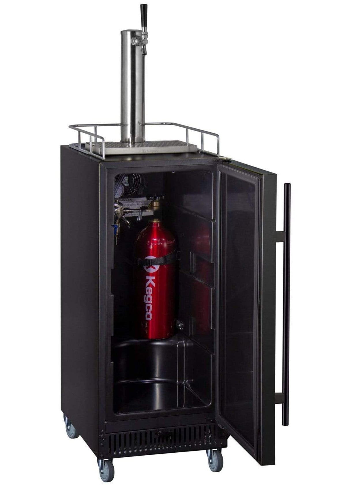 15" Wide Cold Brew Coffee Single Tap Black Commercial Kegerator - ICS15BBRNK