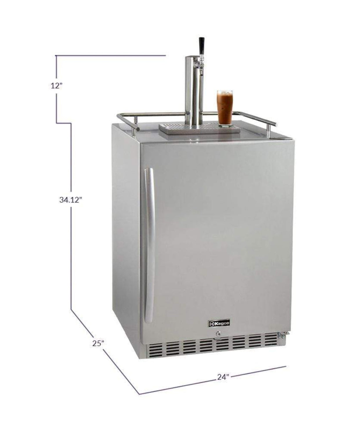 24" Wide Cold Brew Coffee Tap All Stainless Steel Outdoor Built-In Right Hinge Kegerator - ICHK38SSU-1