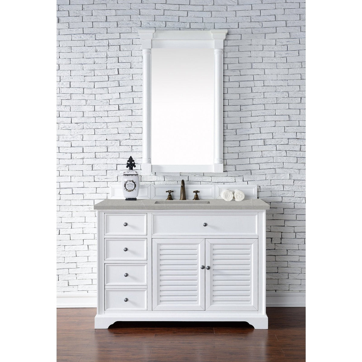 James Martin Vanities Savannah 48" Bright White Single Vanity - 238-104-V48-BW-3AF