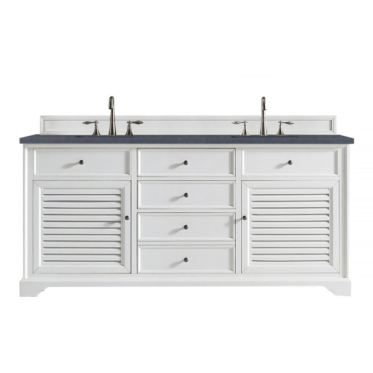 James Martin Vanities Savannah 72" Bright White Double Vanity - 238-104-V72-BW-3AF
