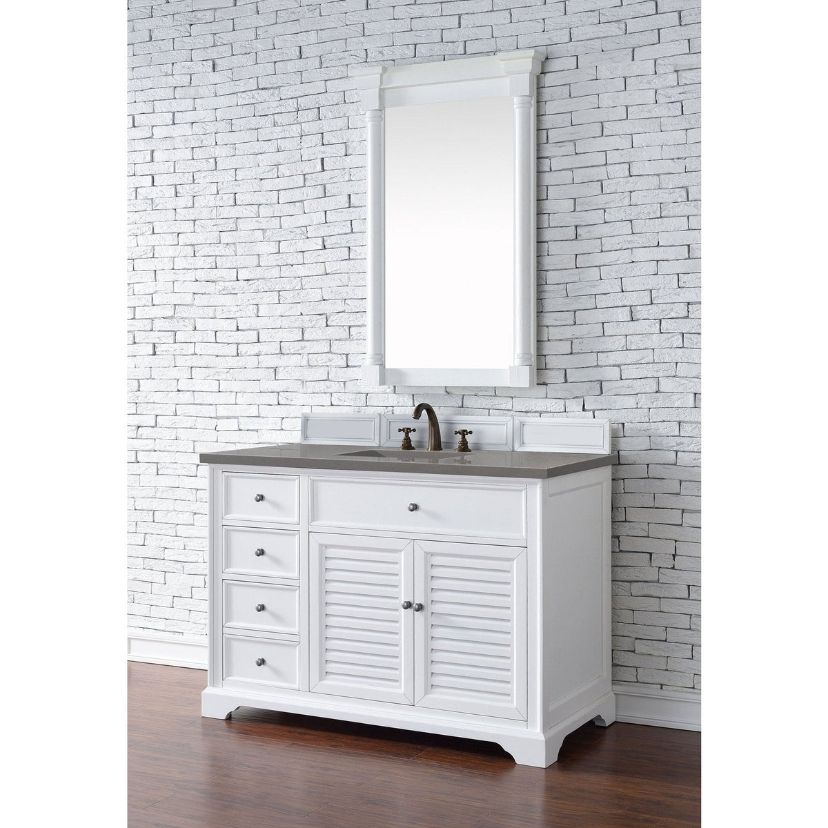 James Martin Vanities Savannah 48" Bright White Single Vanity - 238-104-V48-BW-3AF